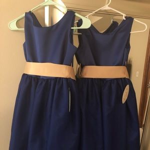Girls size 12 & 14 navy blue & gold girls dresses